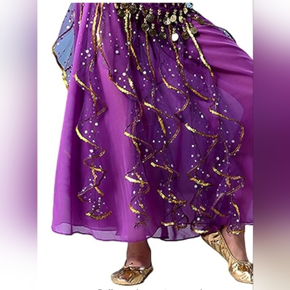 Bollywood 2 piece dance costume with lace ribbons - Picture 5 of 7